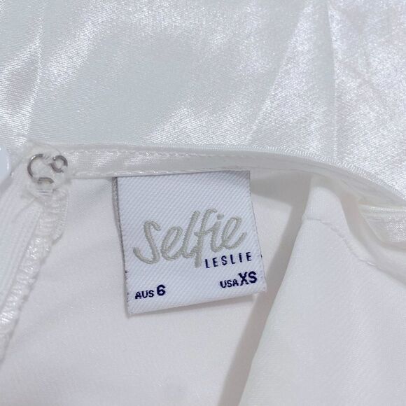 SELFIE LESLIE Dress Hey Girl NEW Satin Cowl Neck Mini White Size XS - Picture 10 of 11